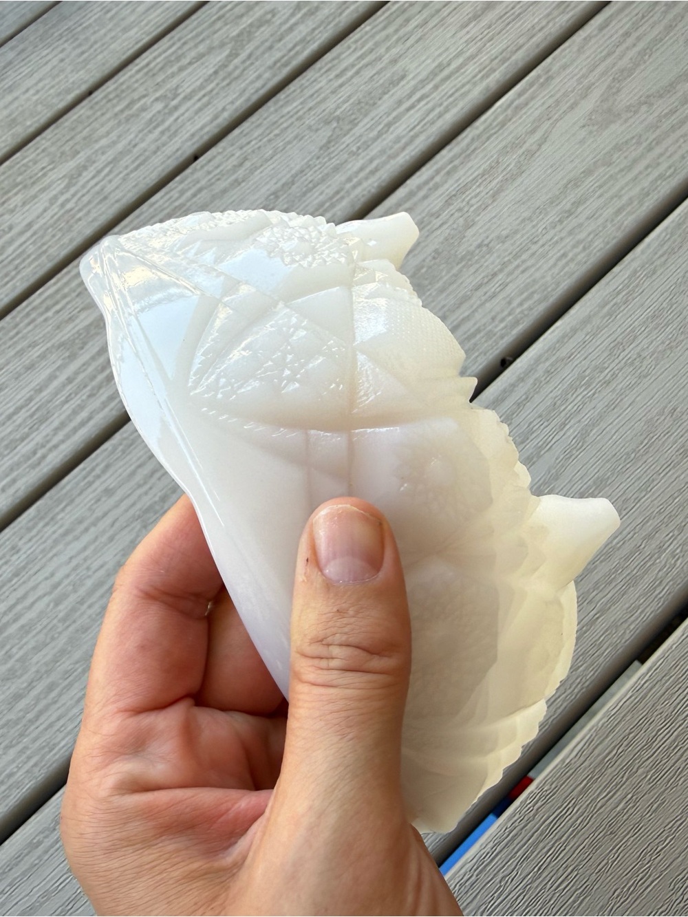 Vintage White Milk Glass Candy Dish Bowl with Sawtooth Edge & Footed Base